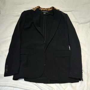 black ralph lauren blazer with cheetah collar